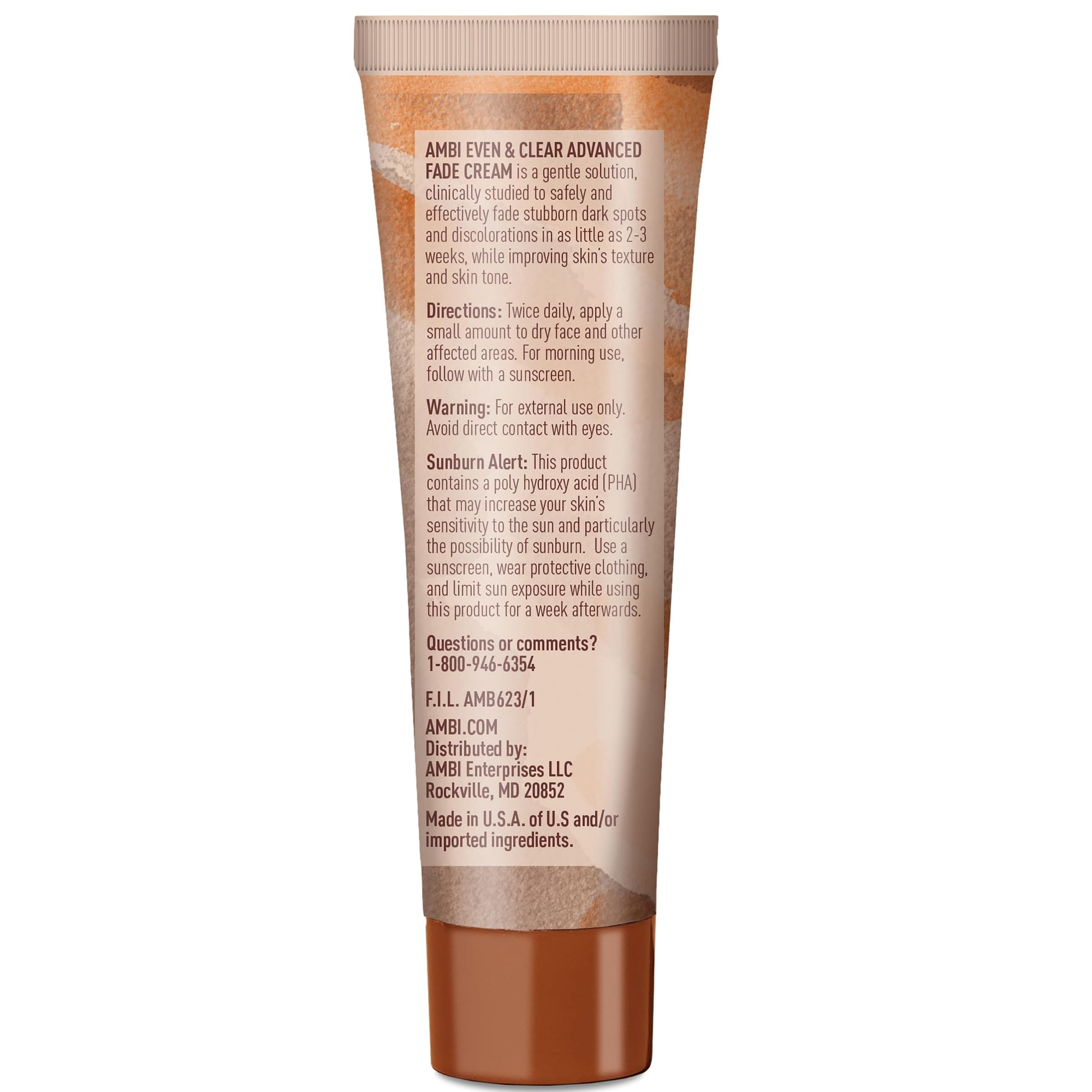 Ambi Even and Clear hydroquinone free cream tube angle view for hyperpigmentation