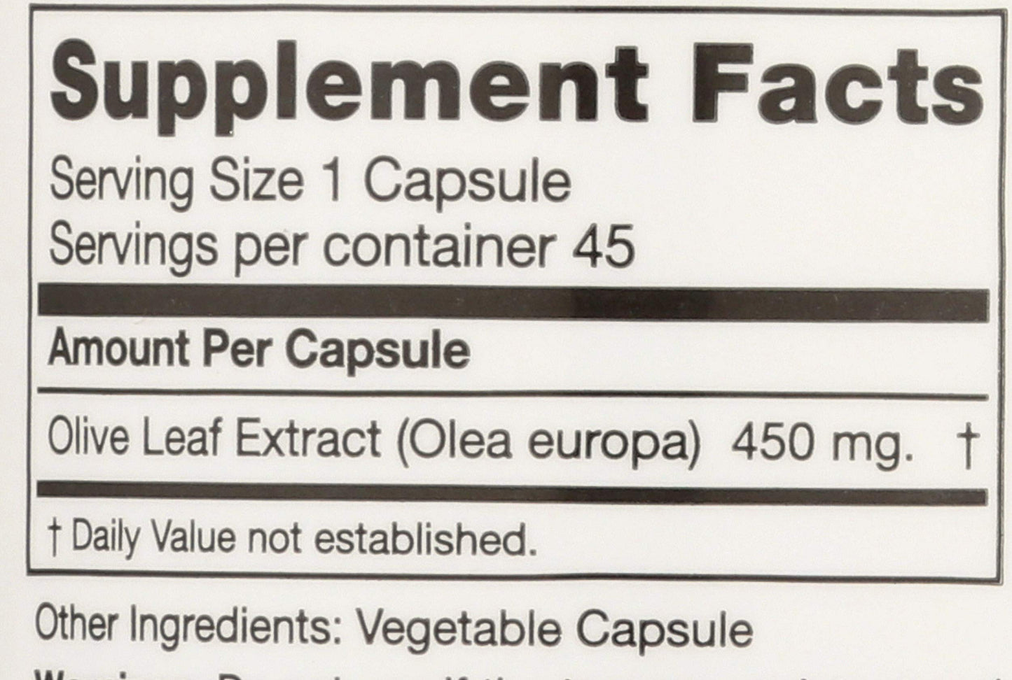 Seagate immune support olive leaf extract supplement side panel with usage instructions