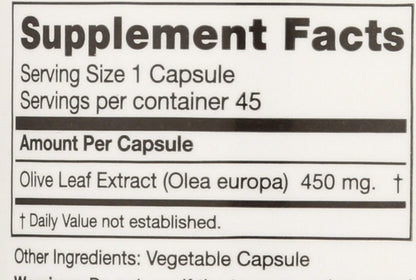 Seagate immune support olive leaf extract supplement side panel with usage instructions