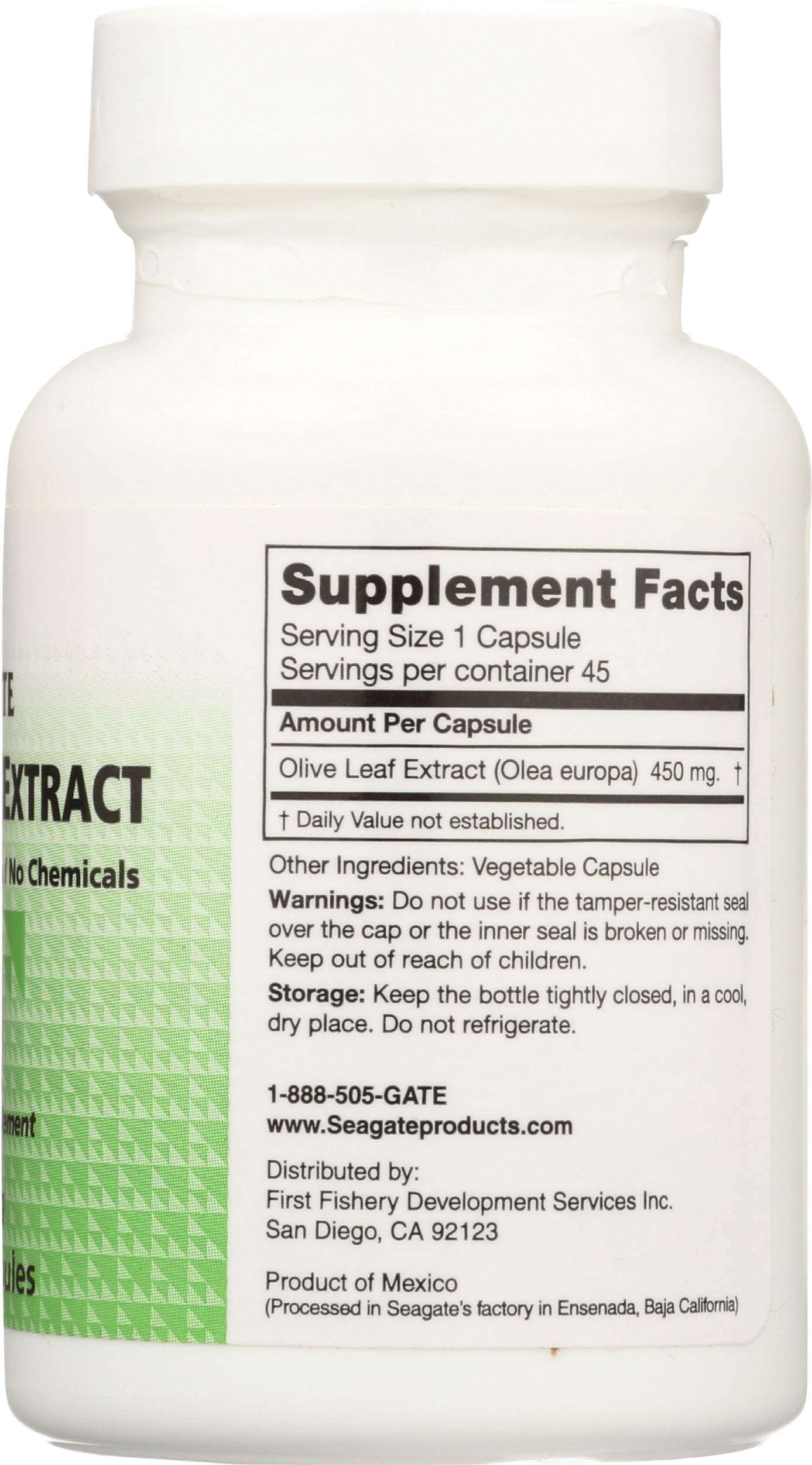 Authentic imported USA Seagate olive leaf extract health supplement bottle packaging