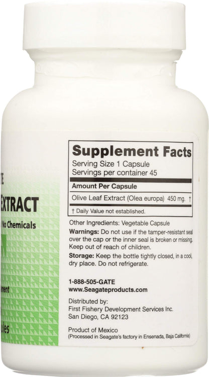 Authentic imported USA Seagate olive leaf extract health supplement bottle packaging