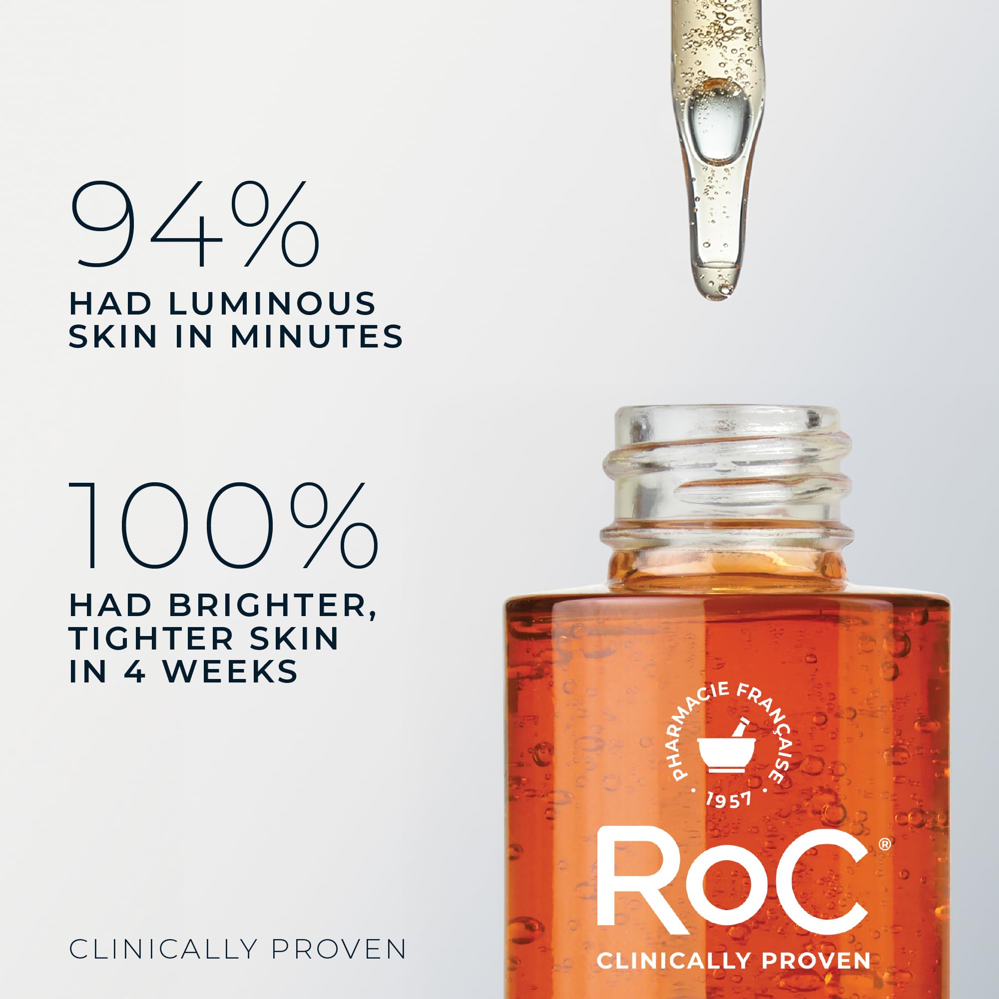 RoC Multi Correxion Revive plus Glow daily facial serum clear glass bottle