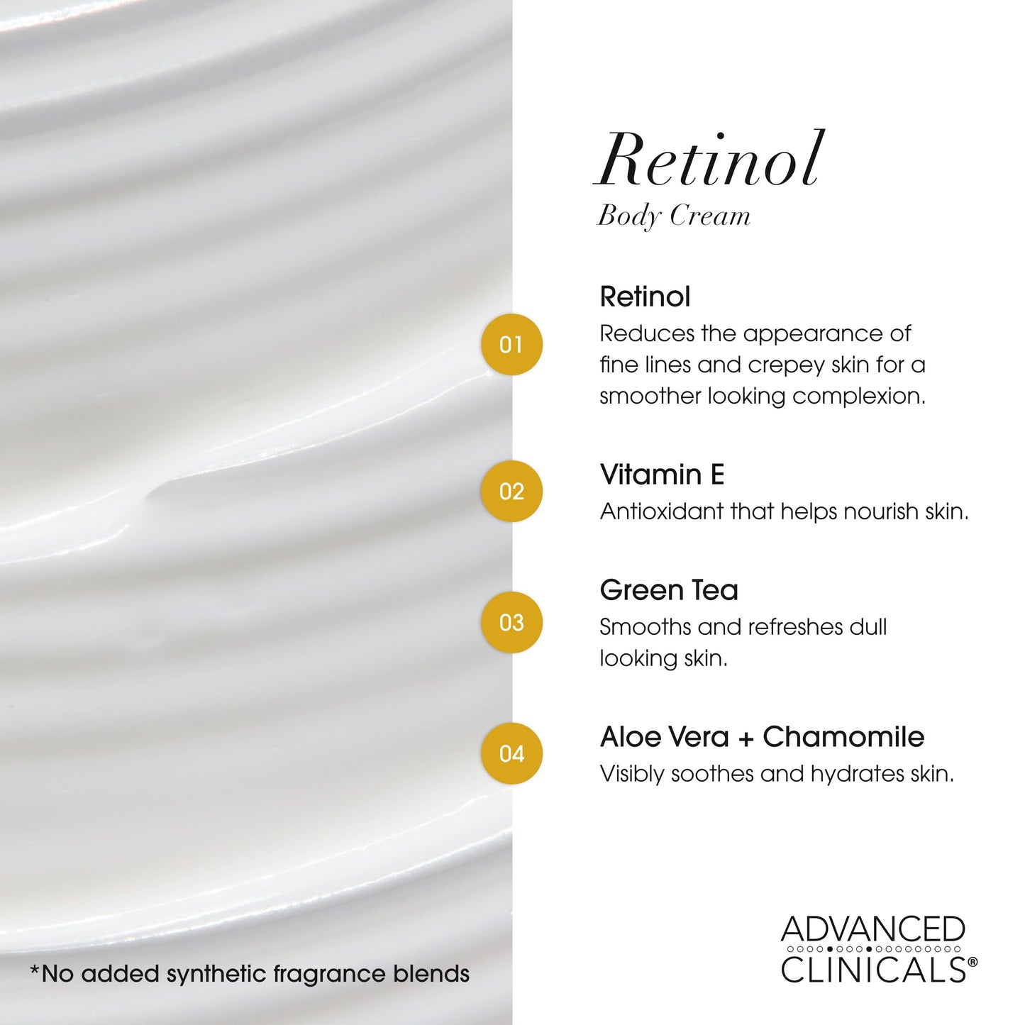 Authentic imported Advanced Clinicals anti aging face and body cream jar texture close up