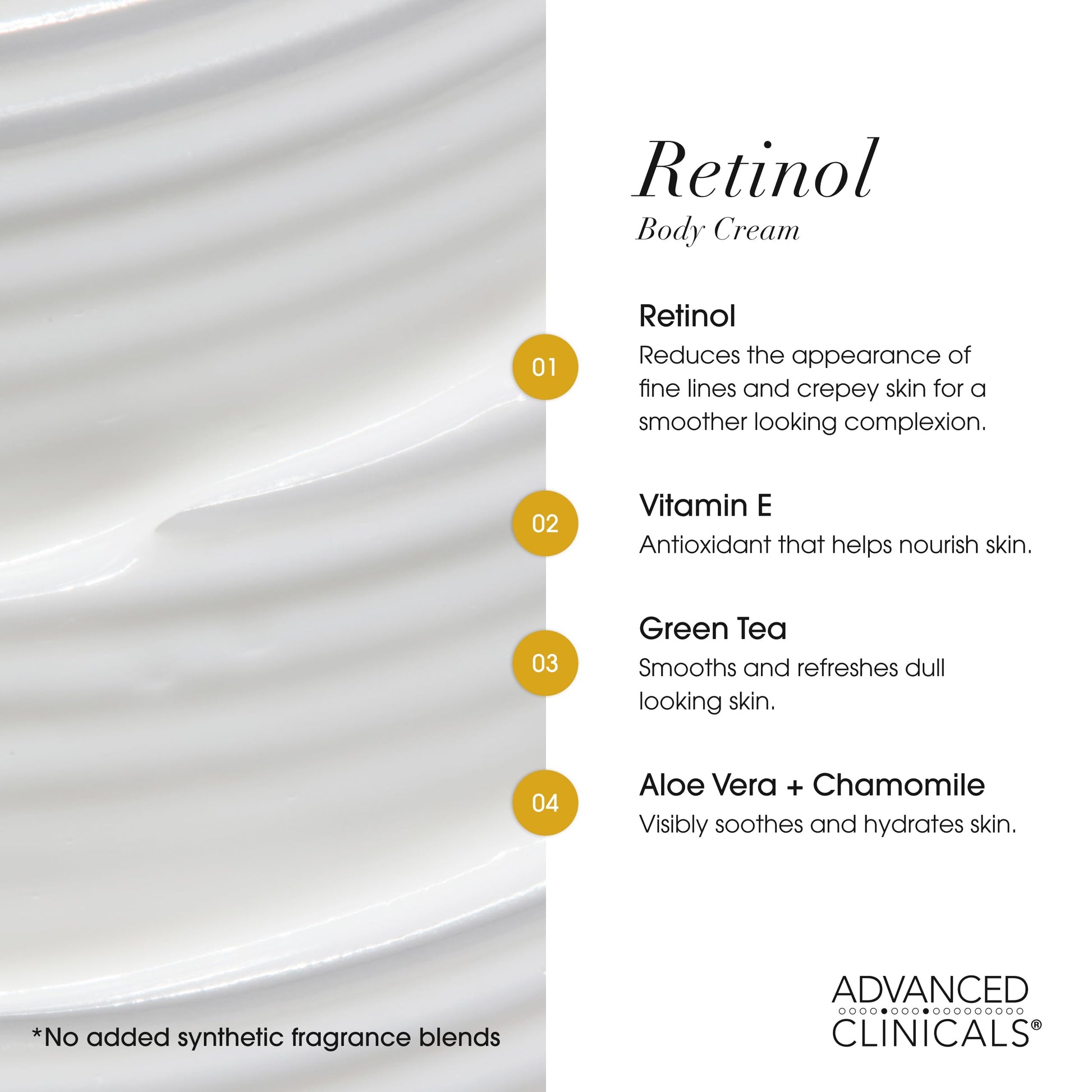 Authentic imported Advanced Clinicals anti aging face and body cream jar texture close up