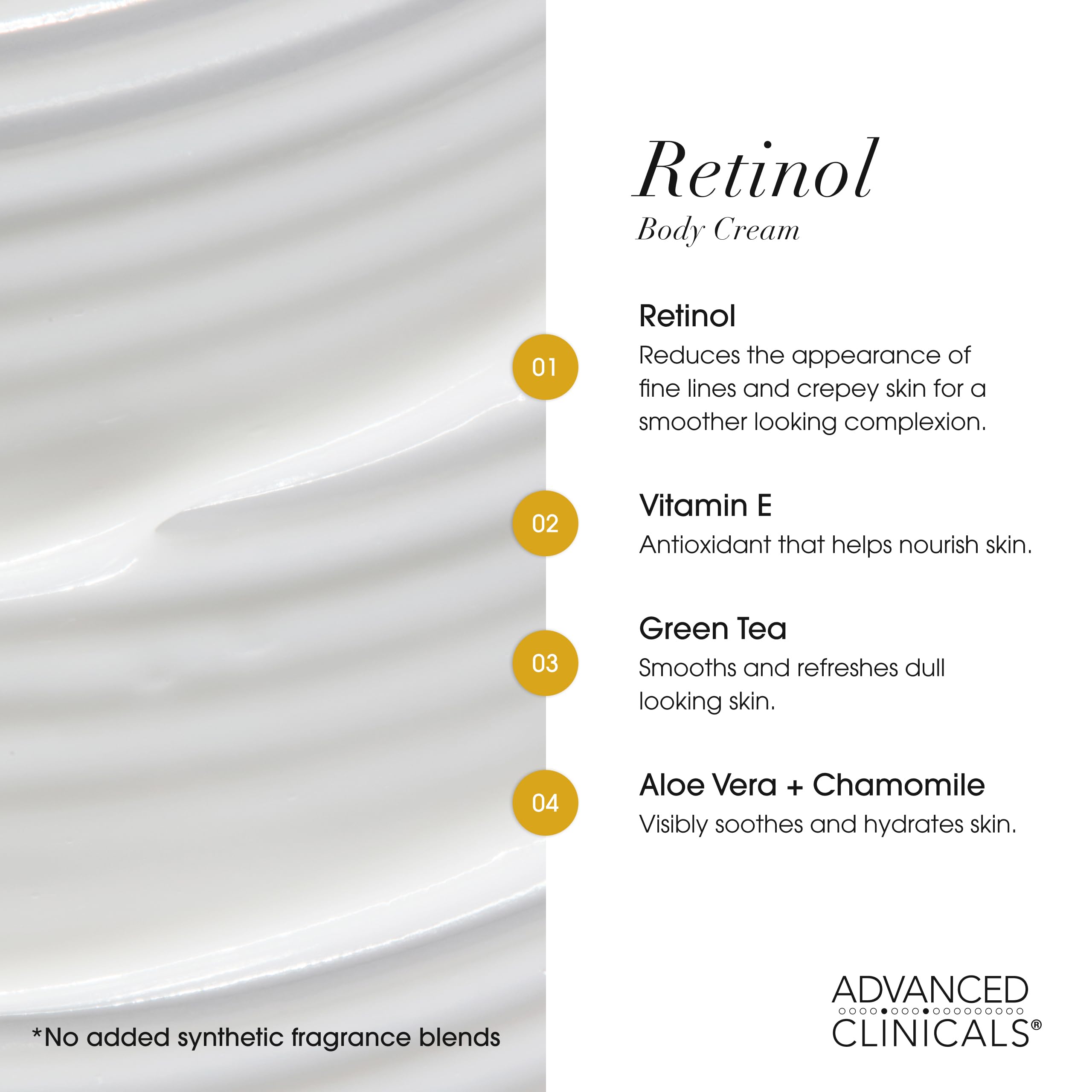 Authentic imported Advanced Clinicals anti aging face and body cream jar texture close up