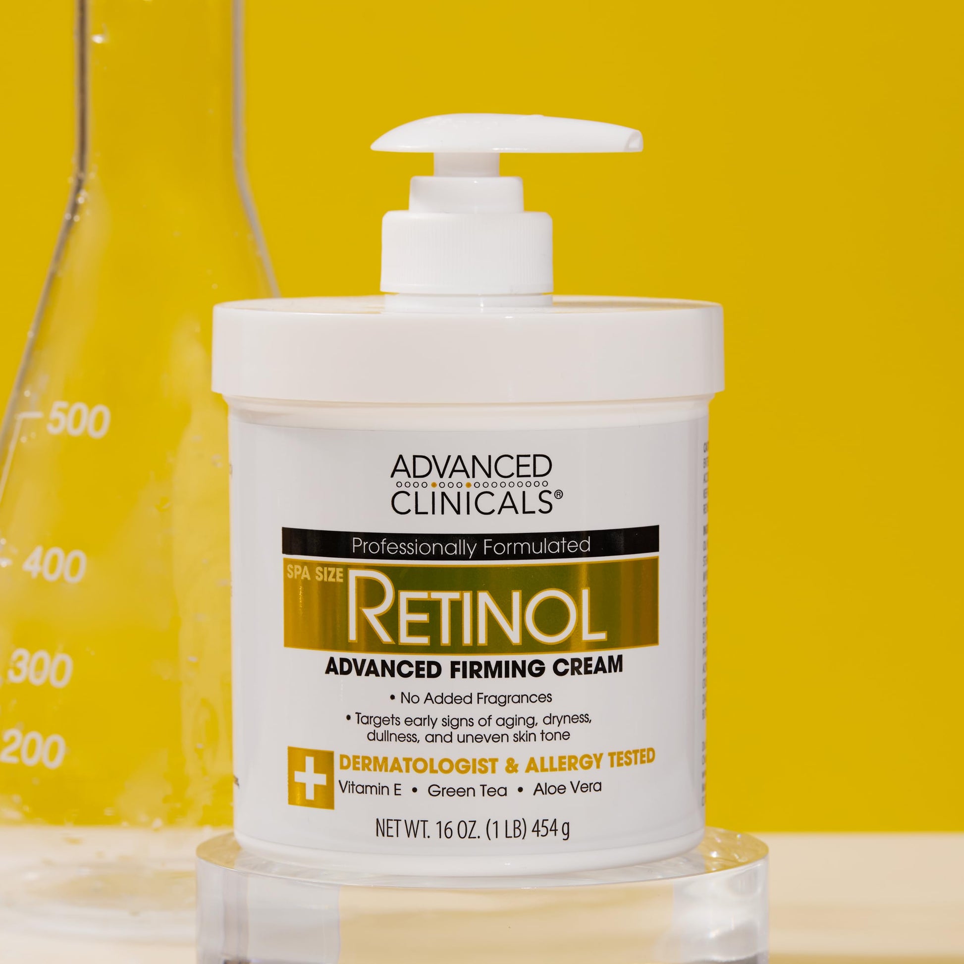 USA sourced Advanced Clinicals Retinol skin firming cream side profile view with safety seal
