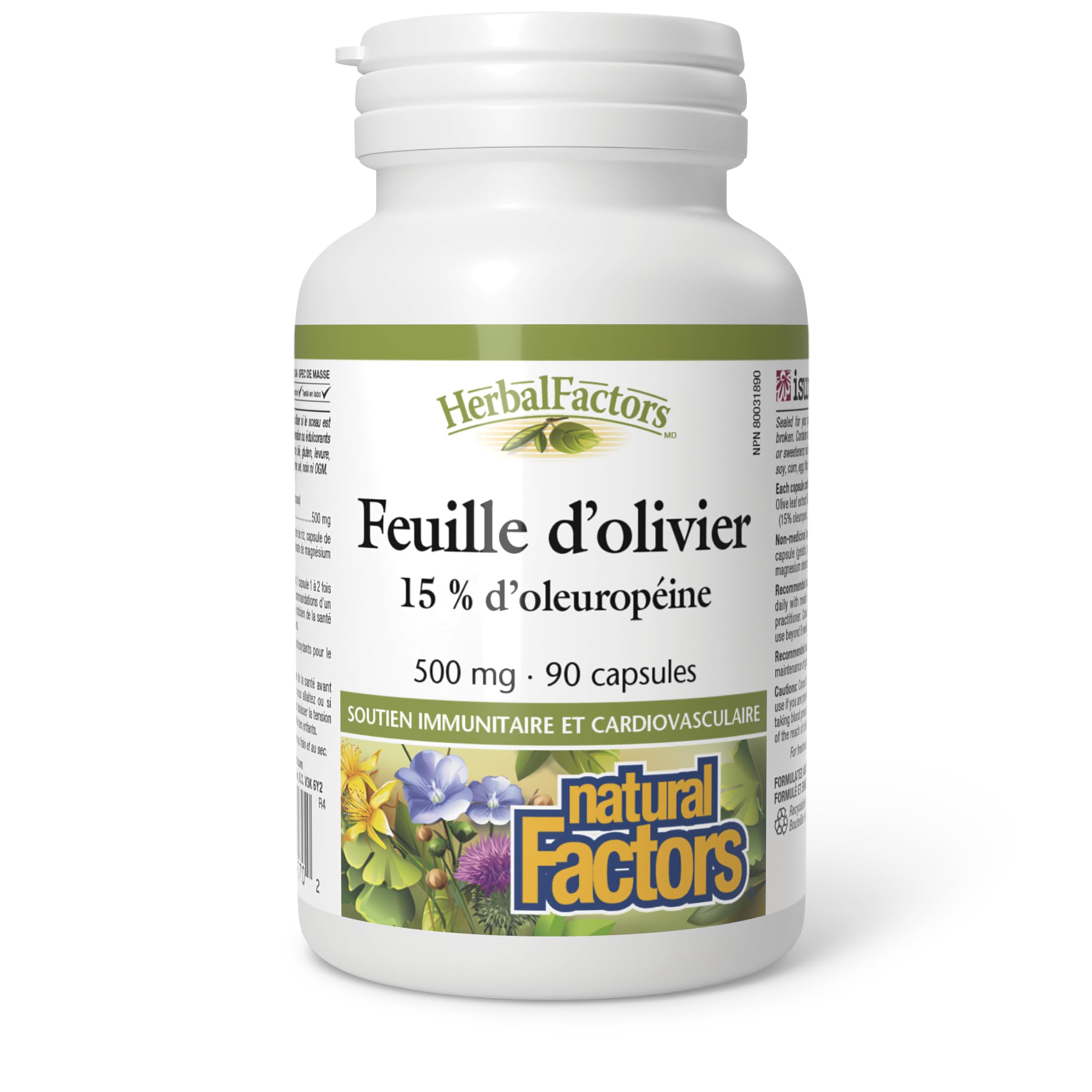Natural Factors Olive Leaf supplement label details