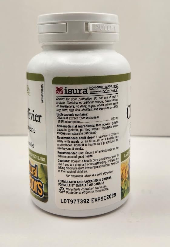 Natural Factors Olive Leaf 90 count bottle close up