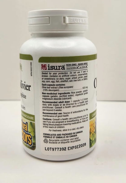 Natural Factors Olive Leaf 90 count bottle close up