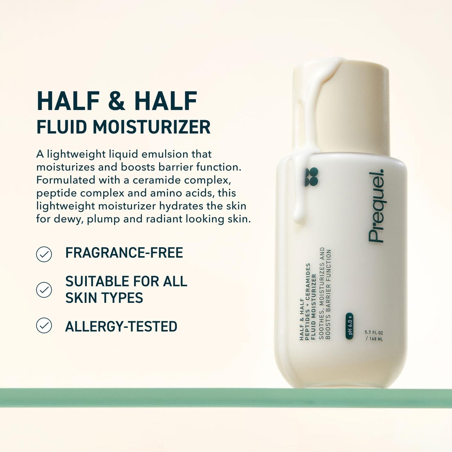 Prequel Half and Half face cream packaging showing peptide complex
