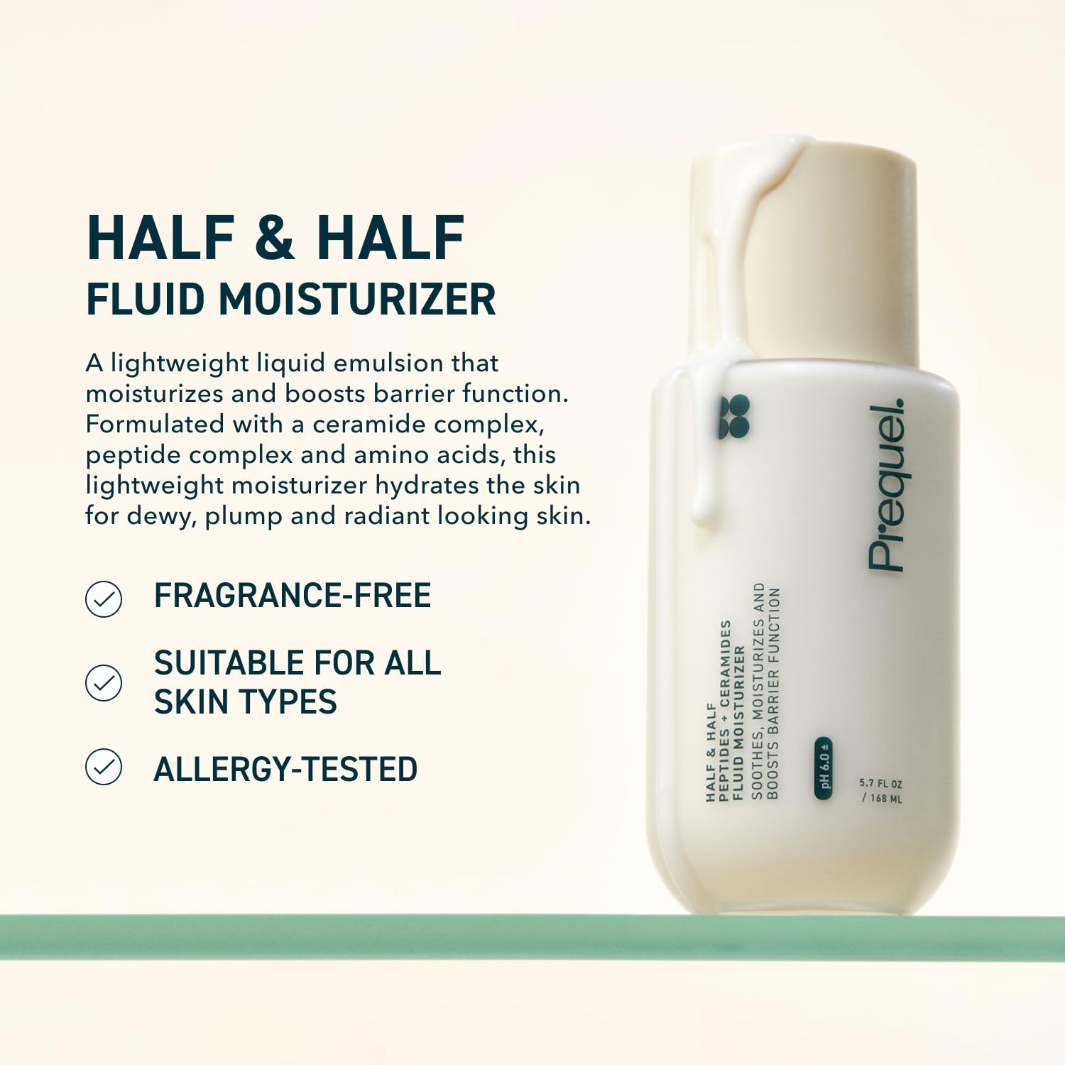 Prequel Half and Half face cream packaging showing peptide complex