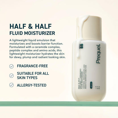 Prequel Half and Half face cream packaging showing peptide complex