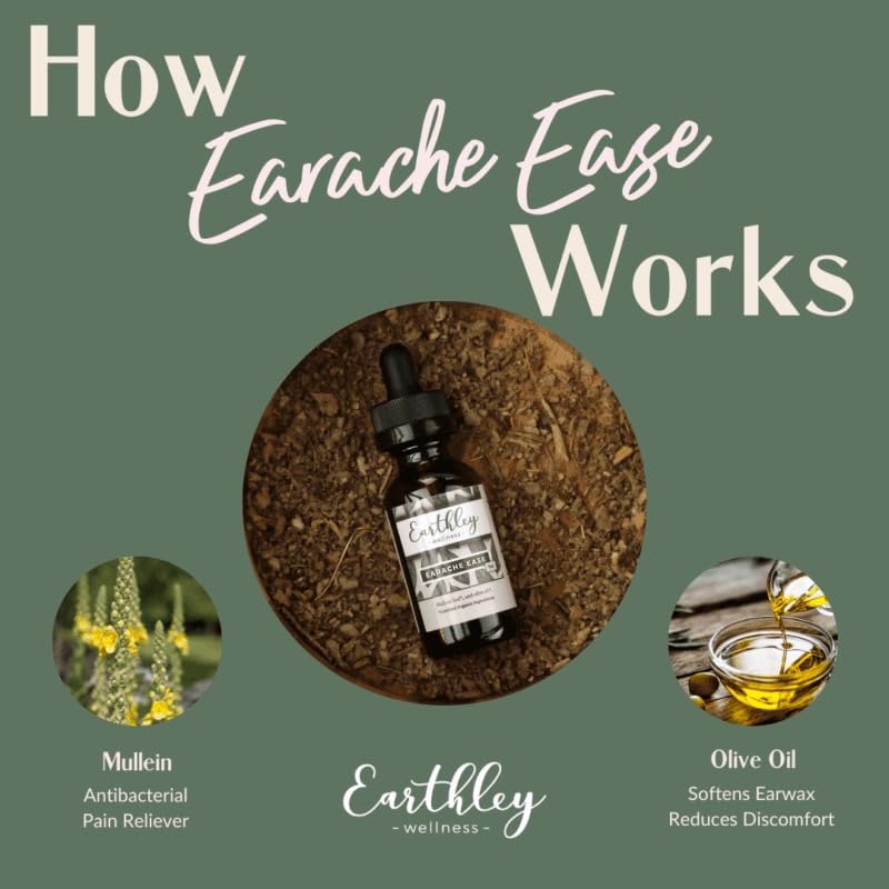 Earthley Wellness natural ear comfort drops packaging highlighting the organic mullein leaf blend