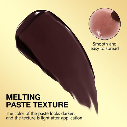 Vegan and cruelty free tinted lip balm demonstrating the high shine glossy finish on lips.