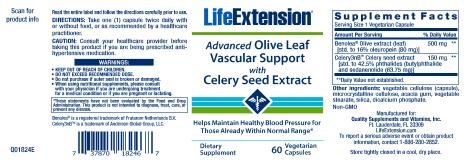 Life Extension cardiovascular supplement vegetarian capsules container showing ingredient facts
