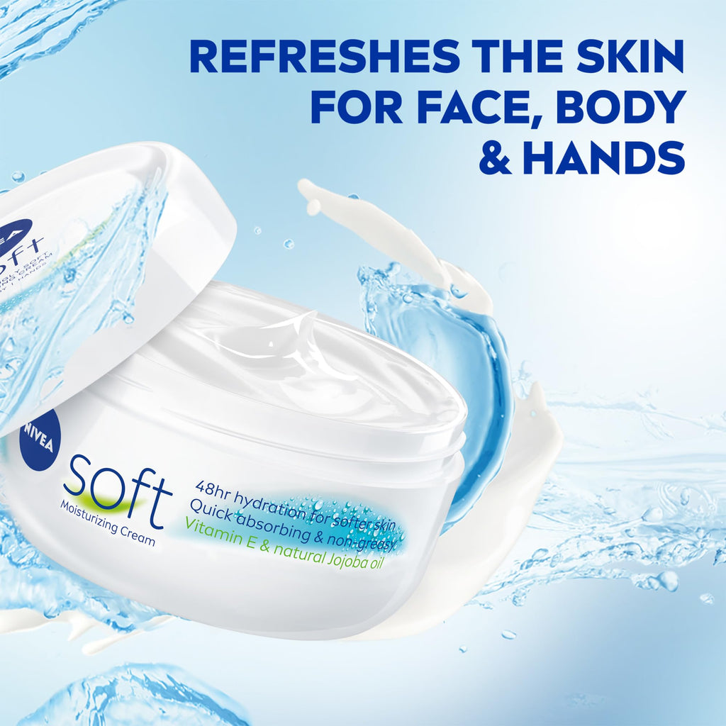 Nivea Soft 16 ounce jar texture and lightweight cream preview