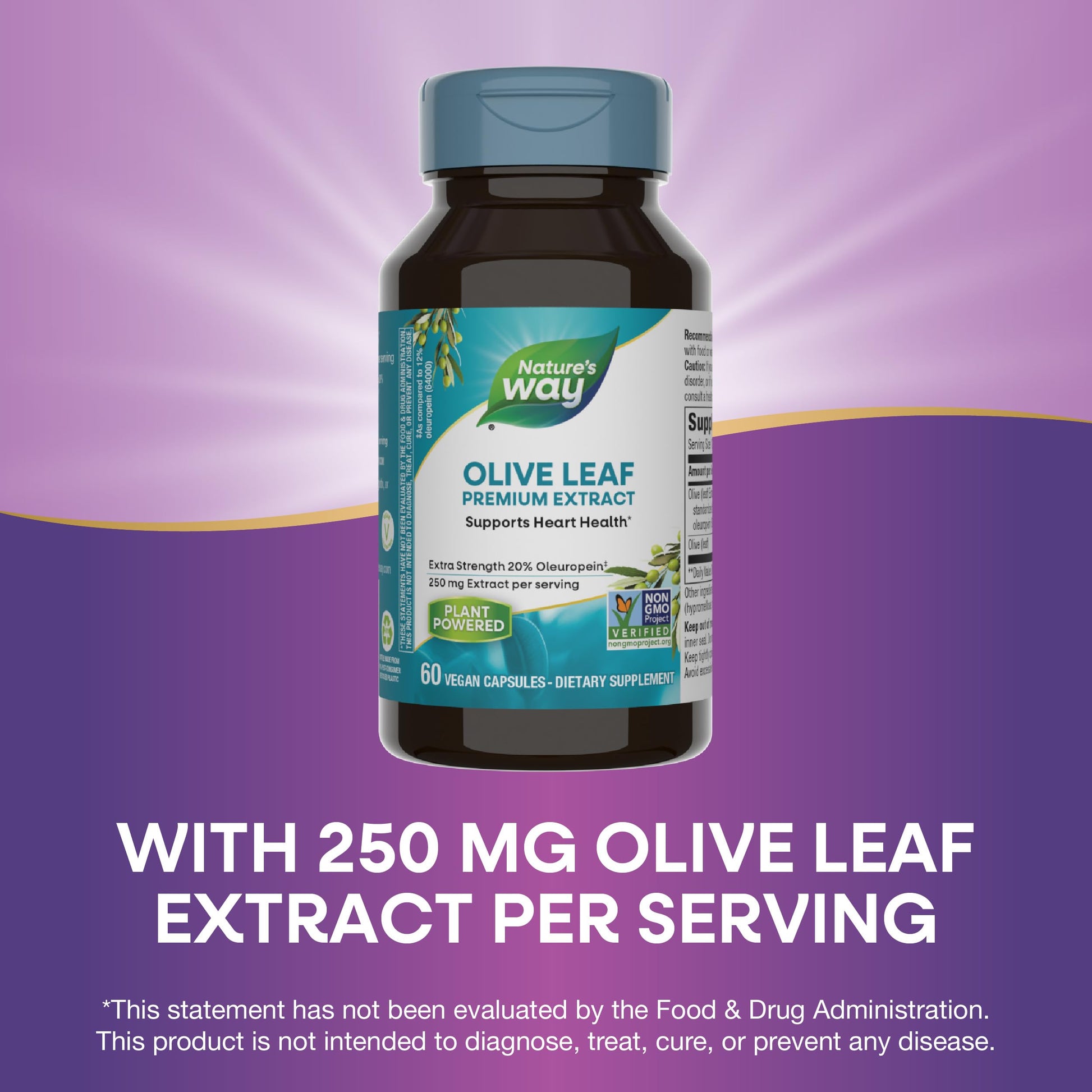 Side view of Natures Way 60 vegetarian capsules bottle