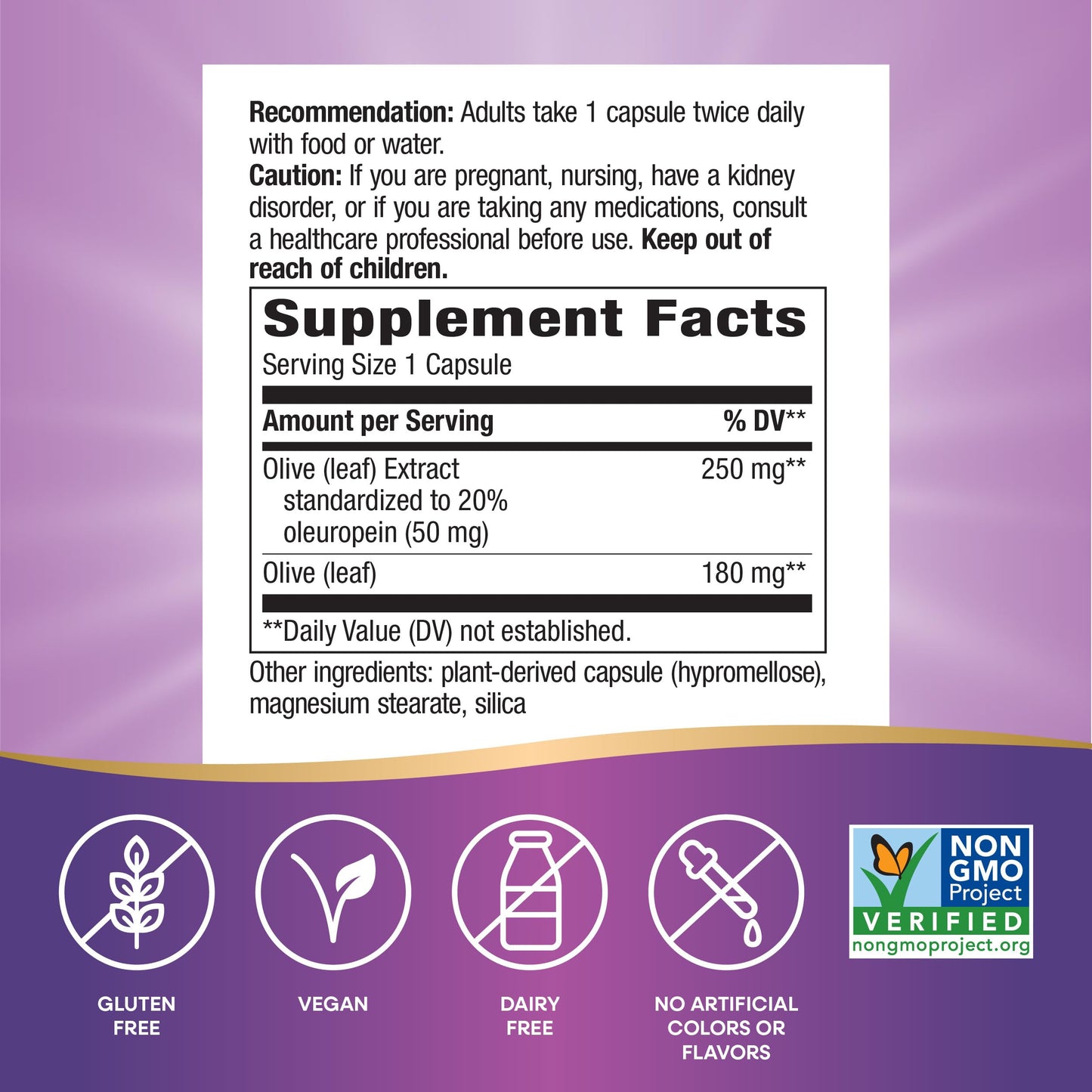 Top cap of Natures Way Olive Leaf extract supplement