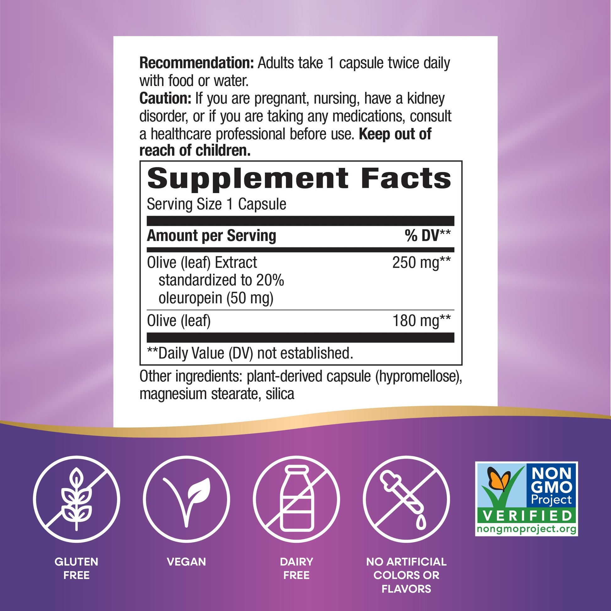 Top cap of Natures Way Olive Leaf extract supplement