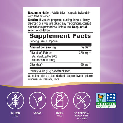 Top cap of Natures Way Olive Leaf extract supplement