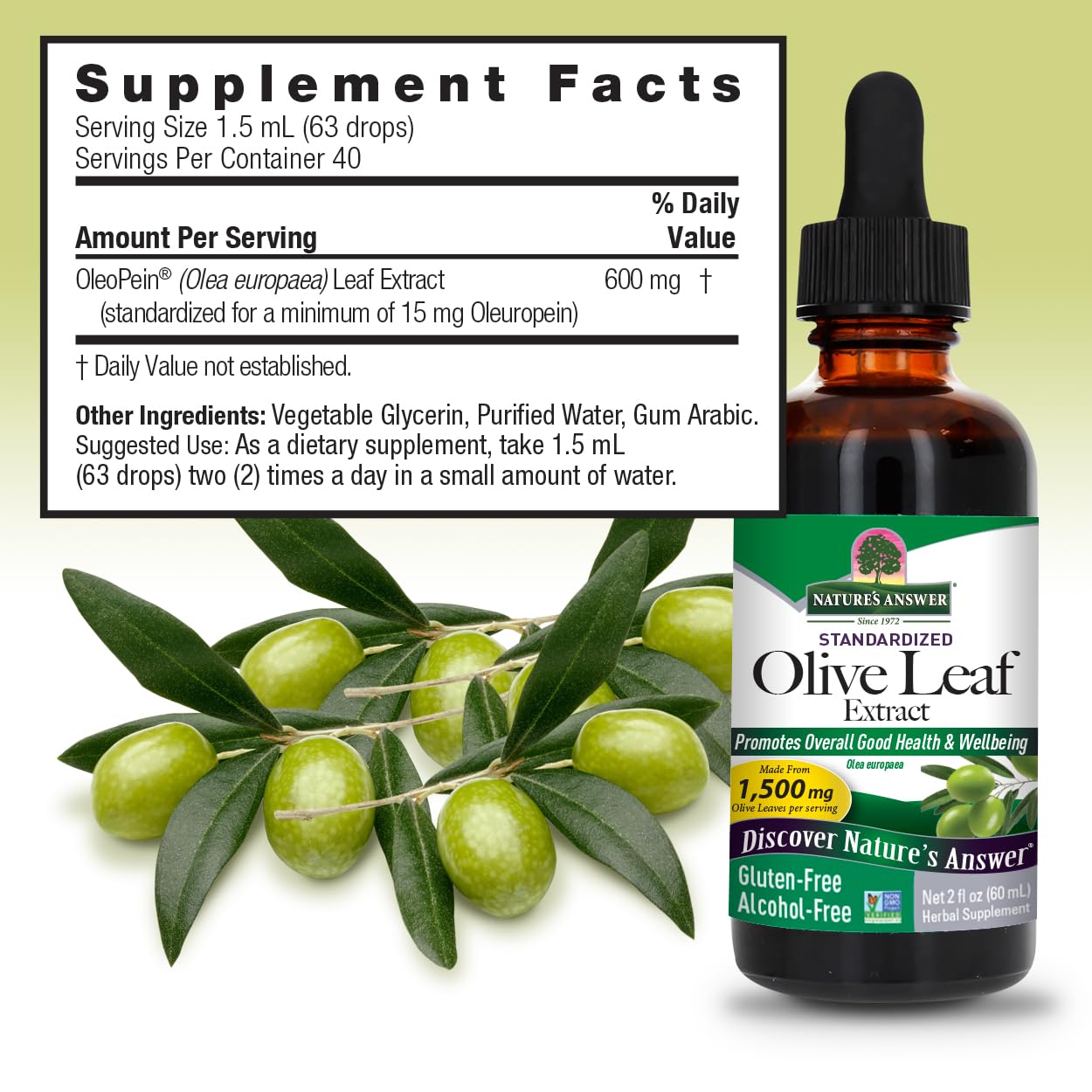 Liquid olive leaf extract drop application