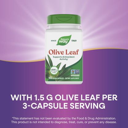 Nature's Way Olive Leaf dietary supplement bottle ingredients
