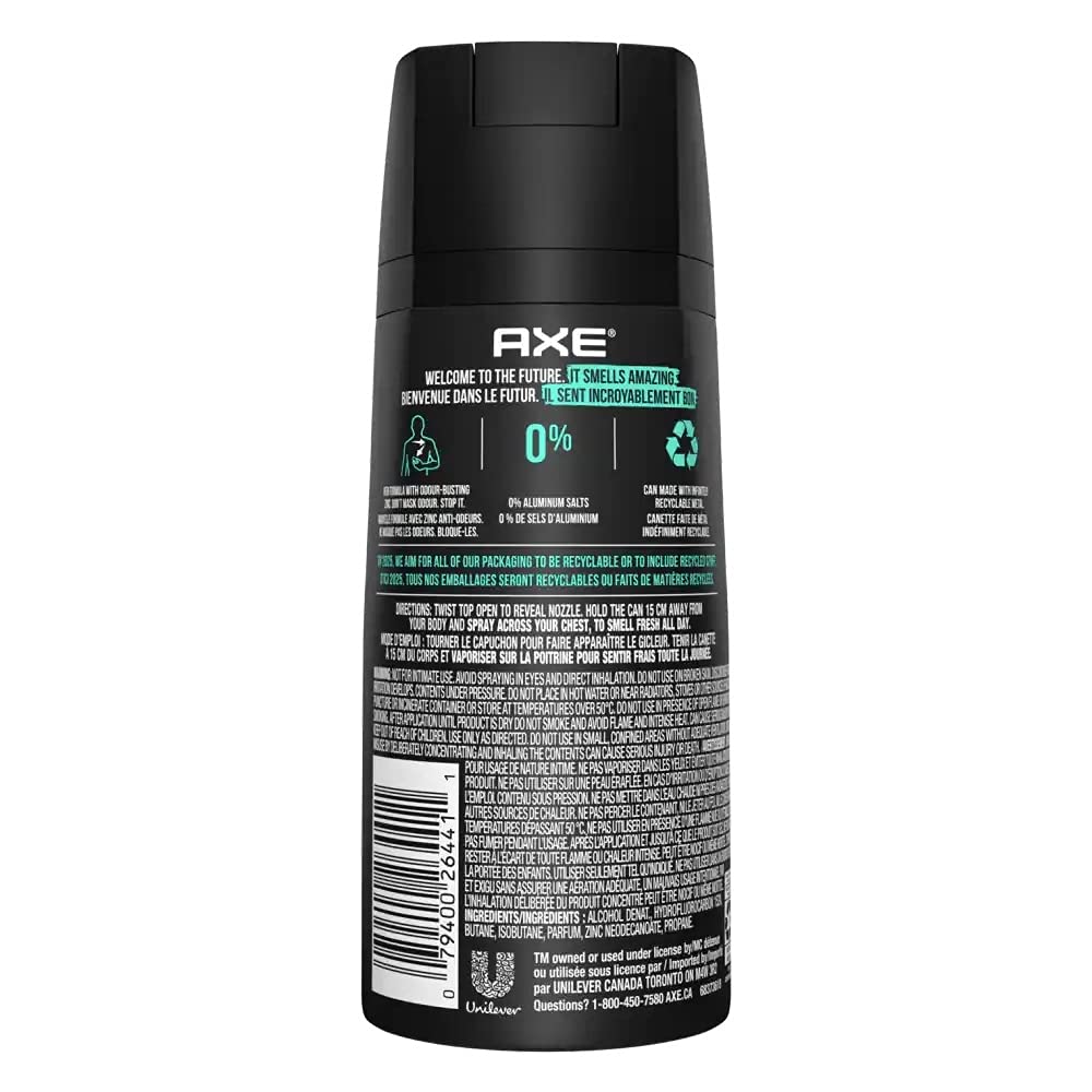 Three cans of premium packaging for Axe Apollo daily fragrance showing sage and cedarwood details