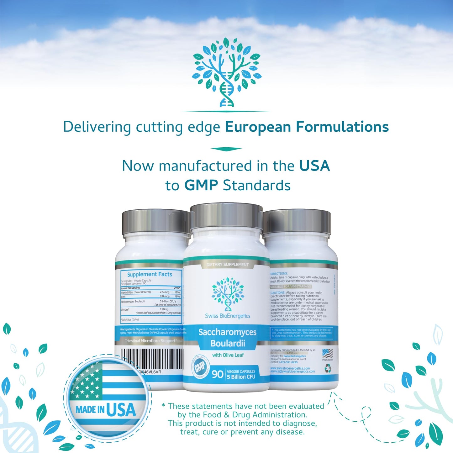 Microbiome support vegetarian capsule presentation highlighting allergen free certifications
