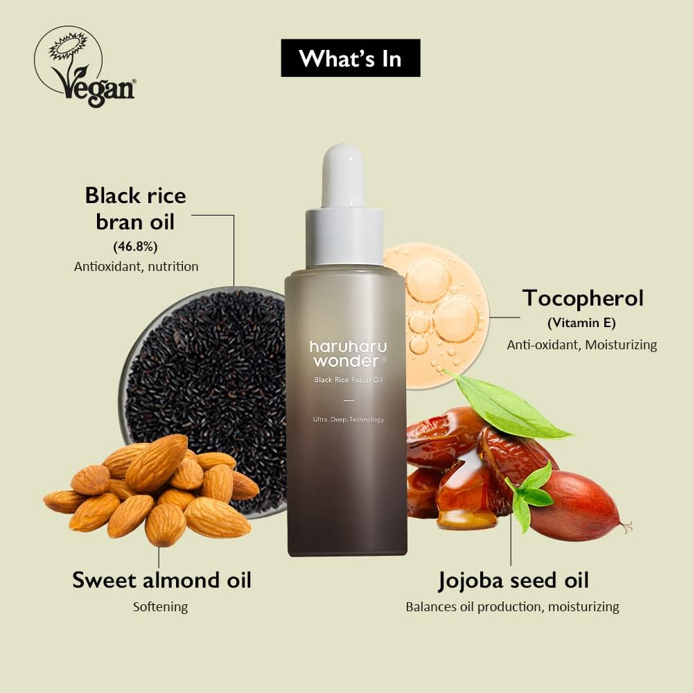 Haruharu Wonder Korean skincare facial oil bottle showing the lightweight texture
