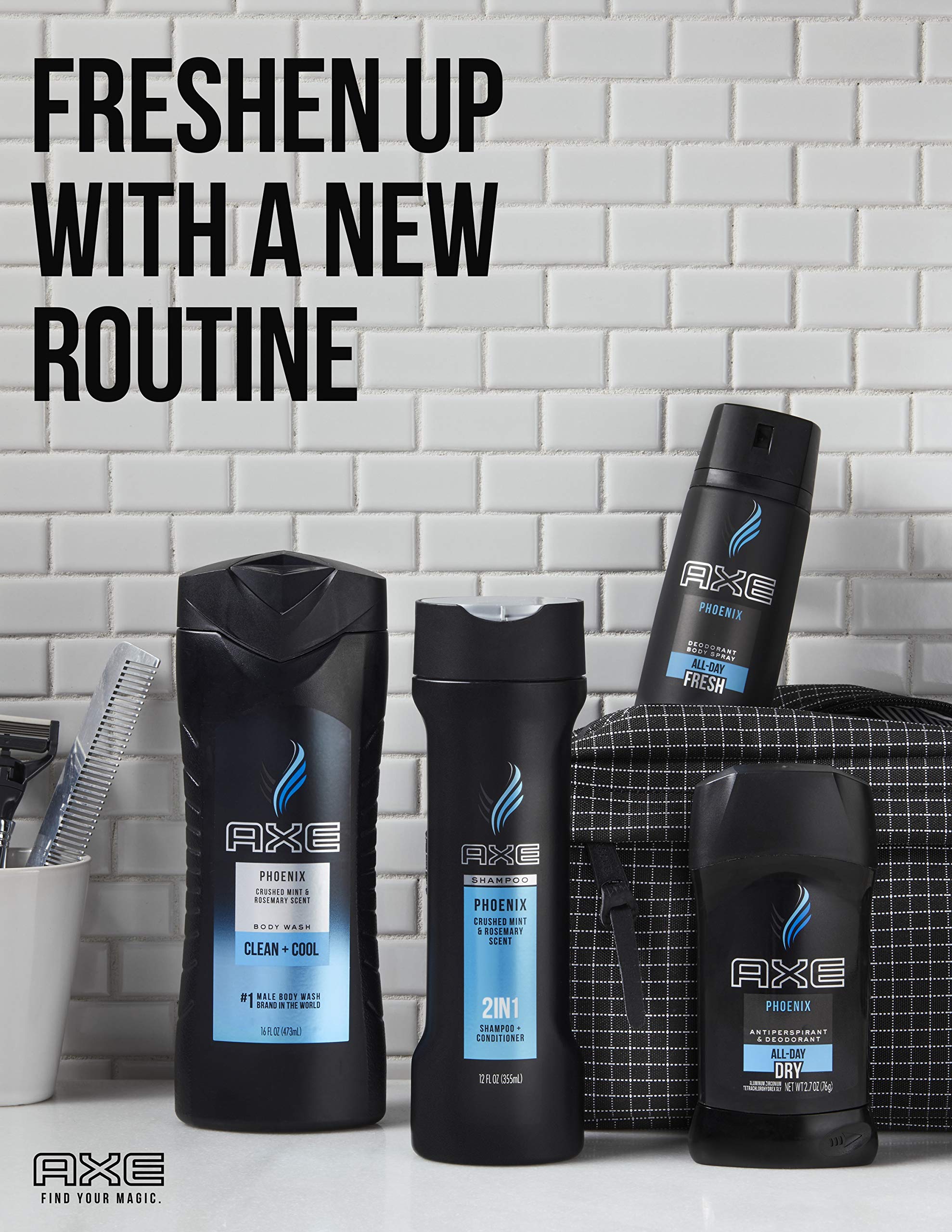 Axe Anarchy long lasting body spray multipack arranged neatly for men's daily grooming showcase.