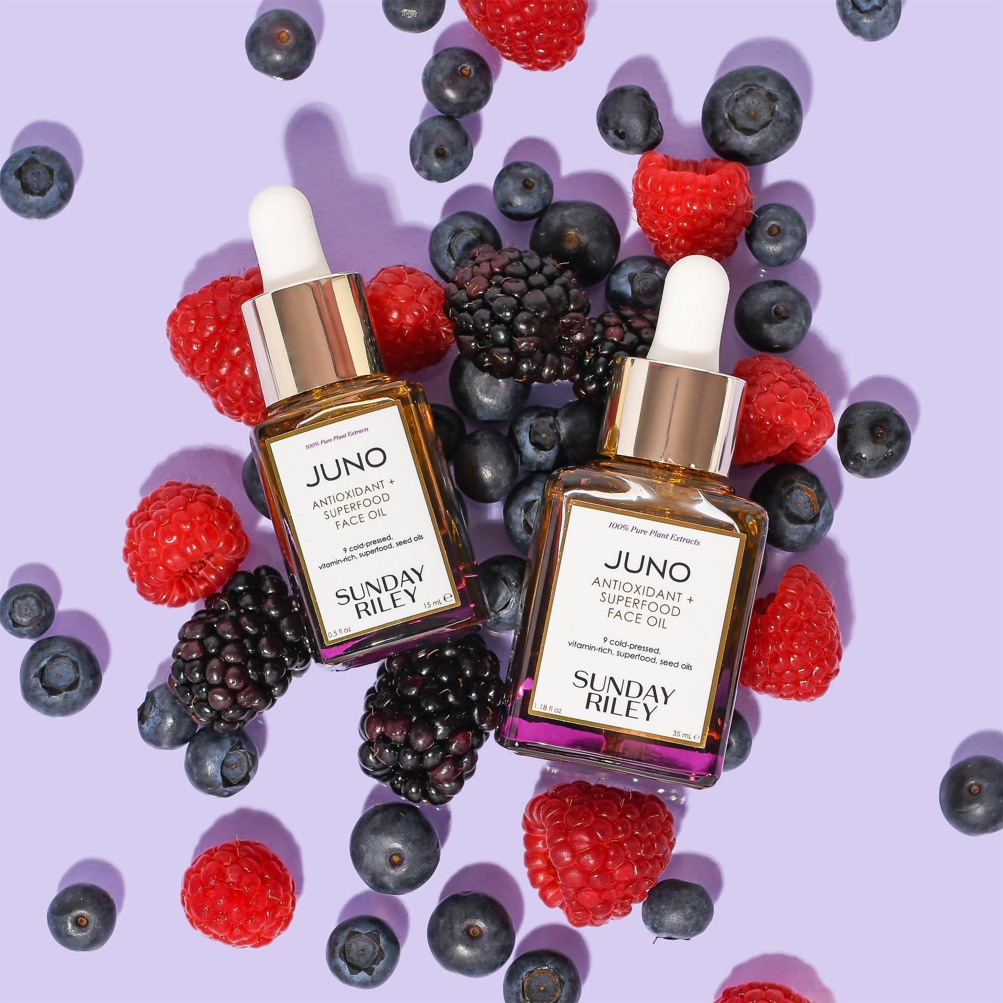 Sunday Riley Juno Superfood Face Oil bottle next to its original box