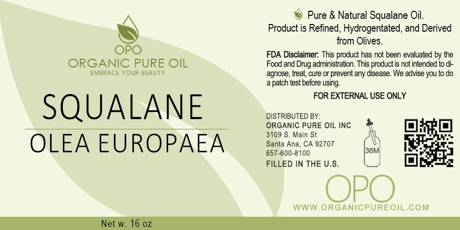 OPO Squalane Oil lightweight non comedogenic face serum and body oil packaging