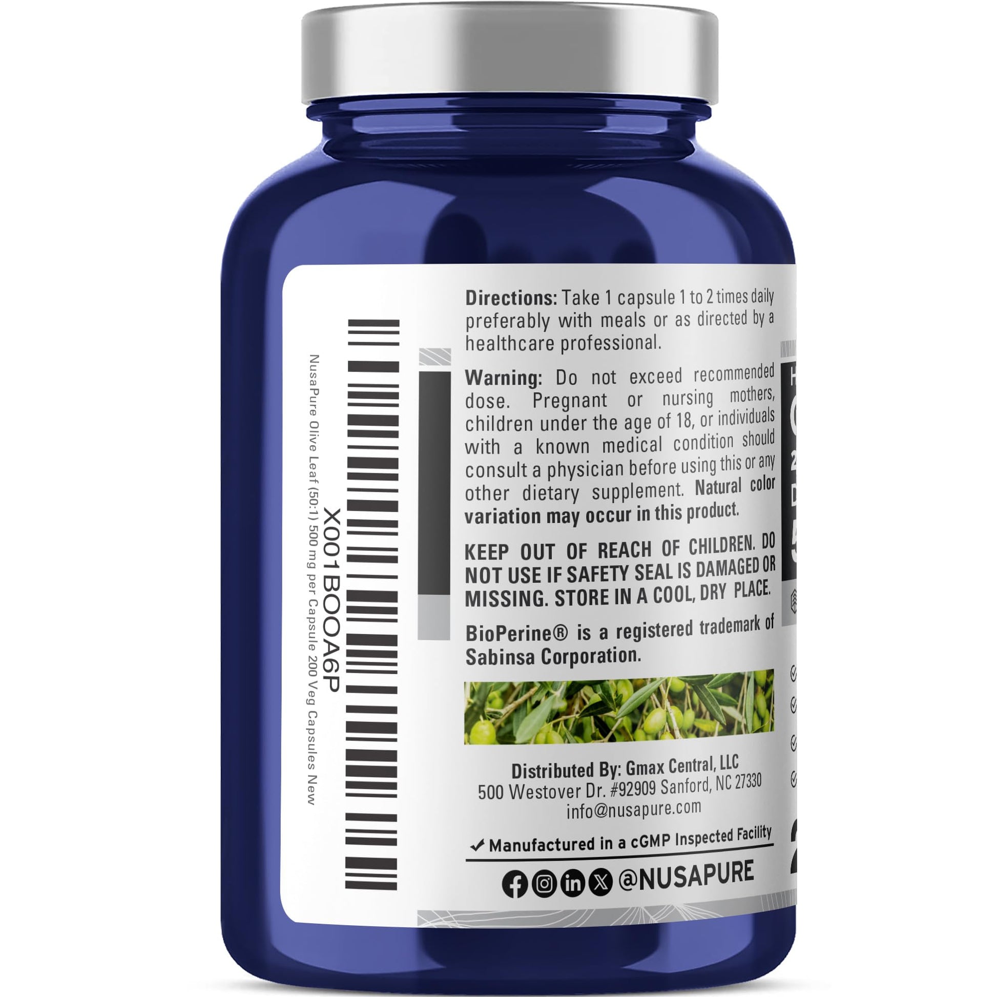 USA imported premium vegetarian immune support supplement ingredients side view