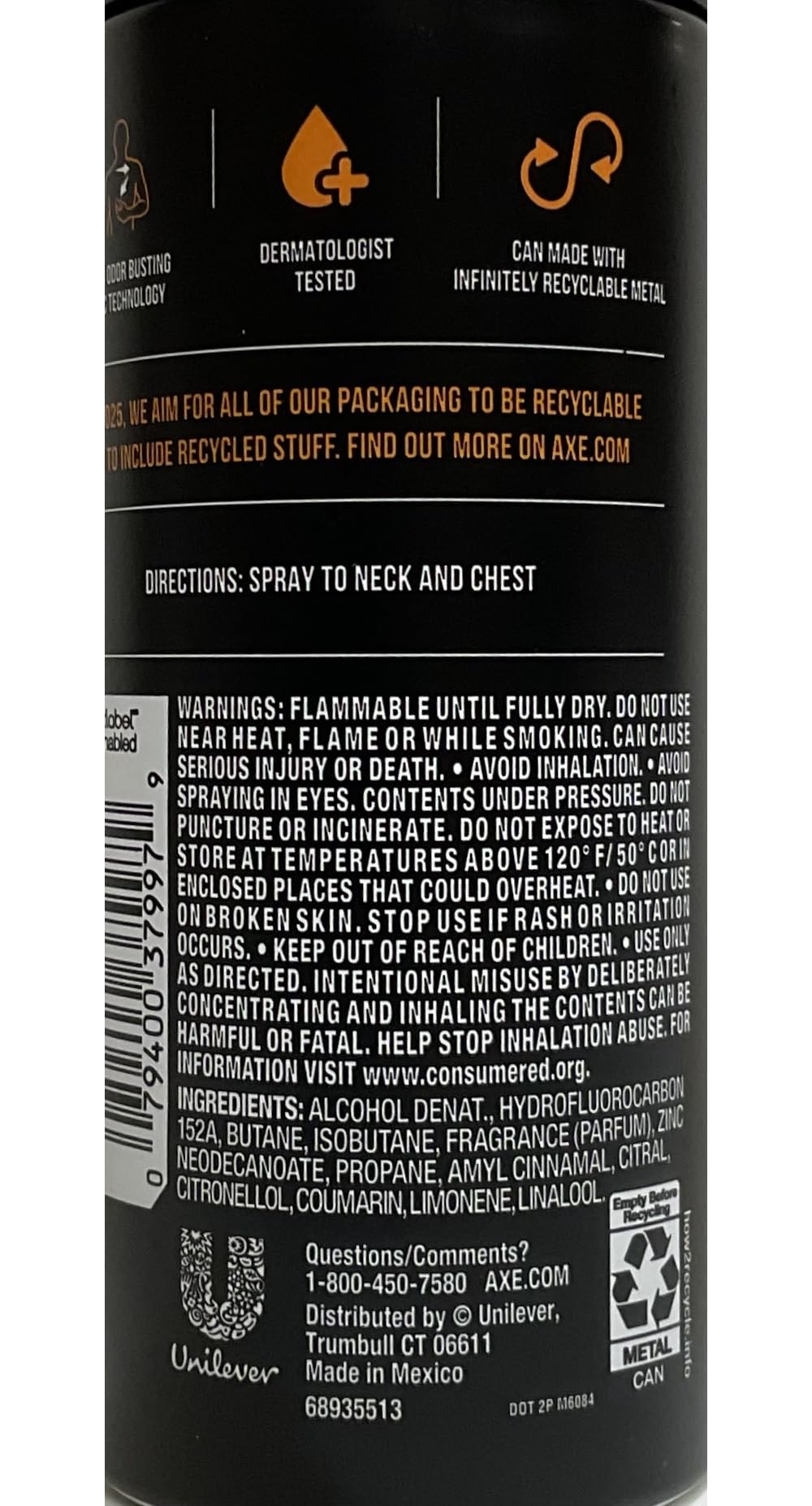 AXE forty eight hour odor protection aluminum free deodorant spray trio for men