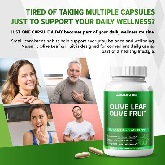 Nessarit Olive Leaf capsule supplement ingredients and facts label