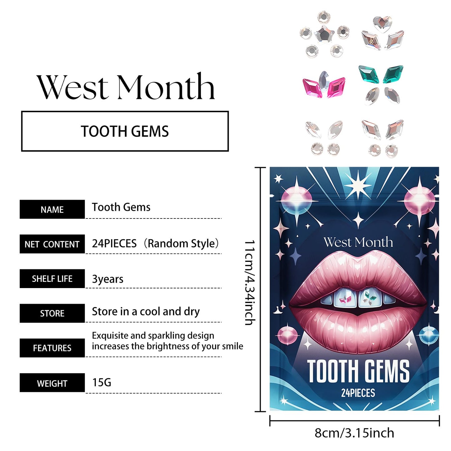 DIY dental beauty kit with crystal tooth ornaments