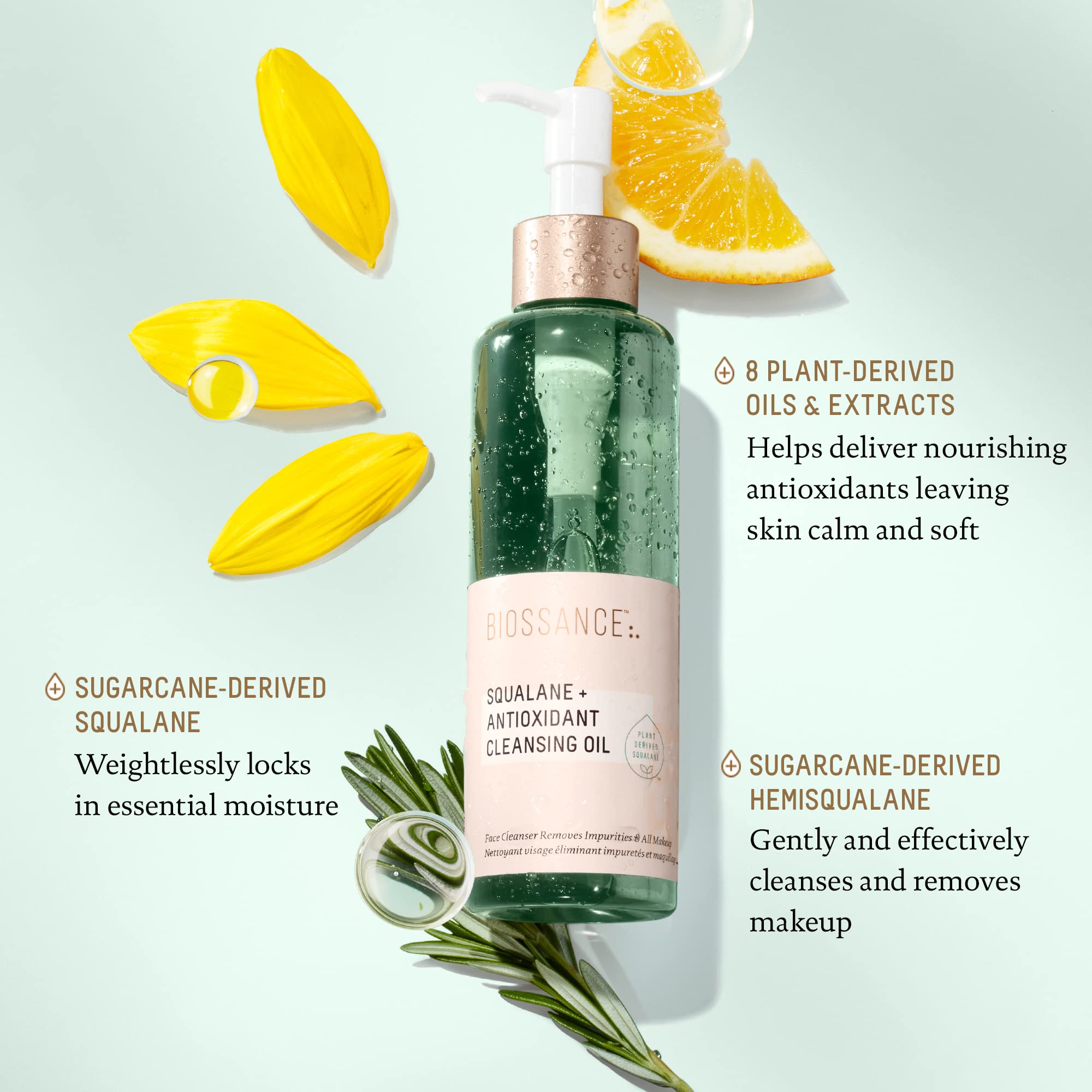 Authentic Biossance makeup removing cleansing oil packaging details