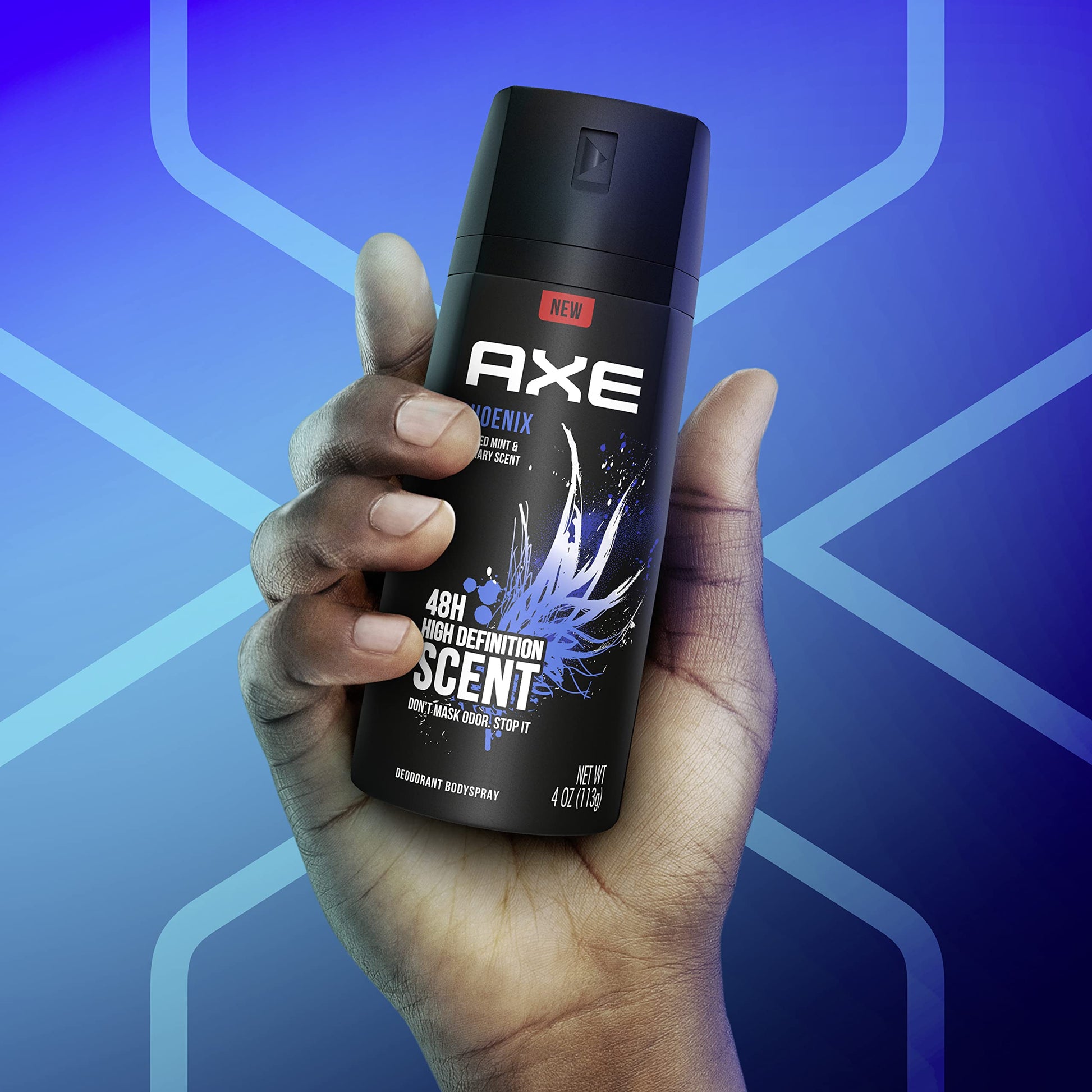 Axe Phoenix crushed mint and rosemary grooming spray packaging details