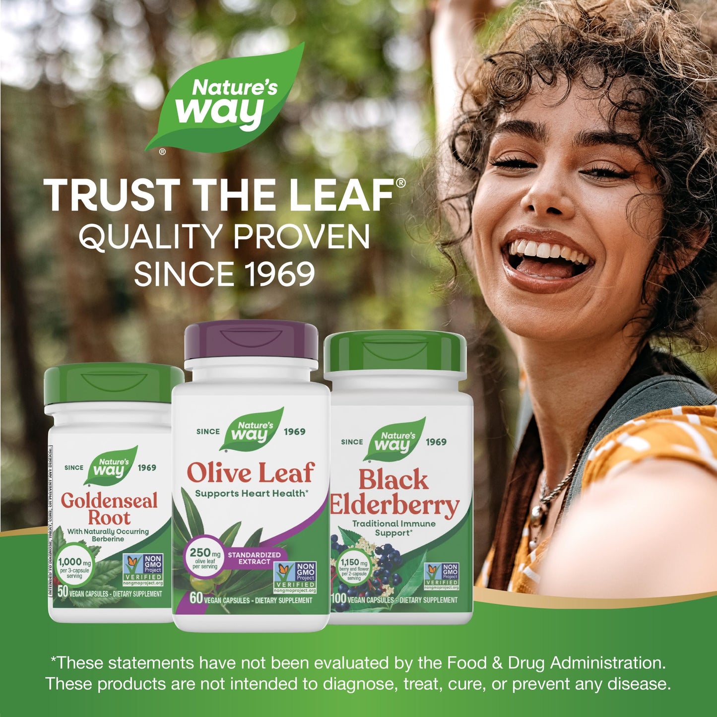 Natures Way olive leaf capsules supplement close up