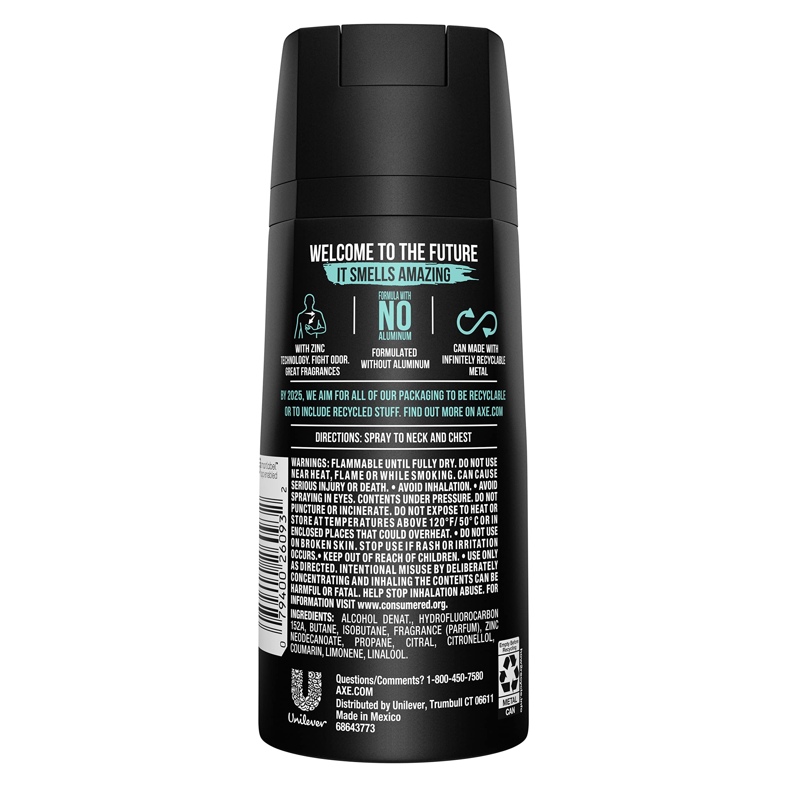 AXE Apollo sage and cedarwood deodorant cans showing ingredients