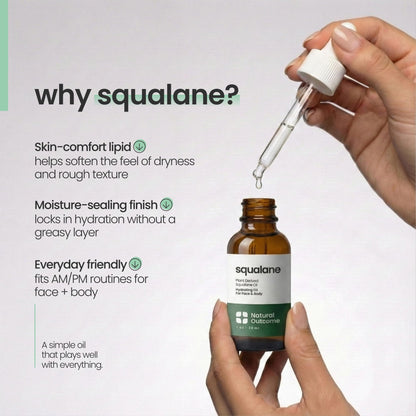 Fragrance free vegan and cruelty free pure squalane oil bottle on clean background