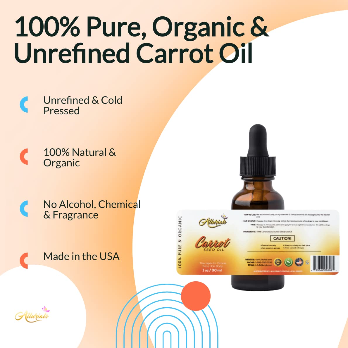 Anti aging carrot seed oil for fine lines and wrinkle treatment packaging display