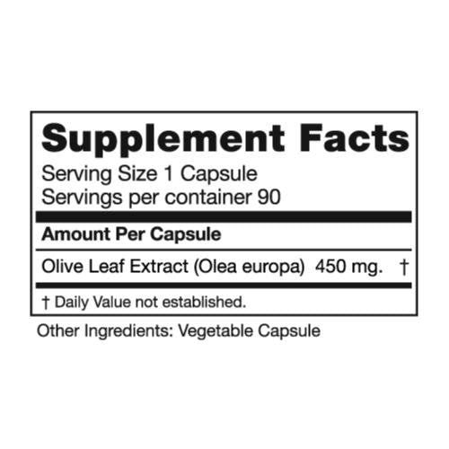 Seagate Olive Leaf Extract dietary supplement bottle label details