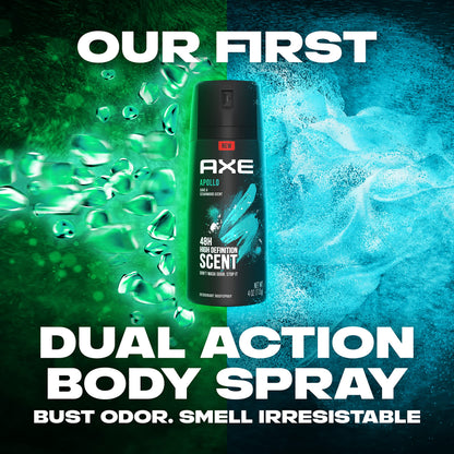 Authentic USA version AXE Apollo body spray label close up