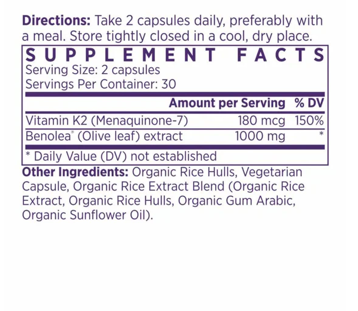 NAOMI BP Advanced cardiovascular support capsules ingredients label