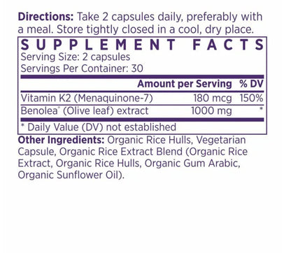 NAOMI BP Advanced cardiovascular support capsules ingredients label