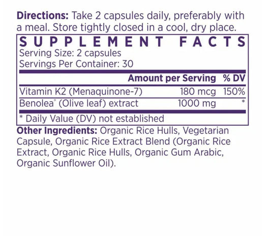 NAOMI BP Advanced cardiovascular support capsules ingredients label