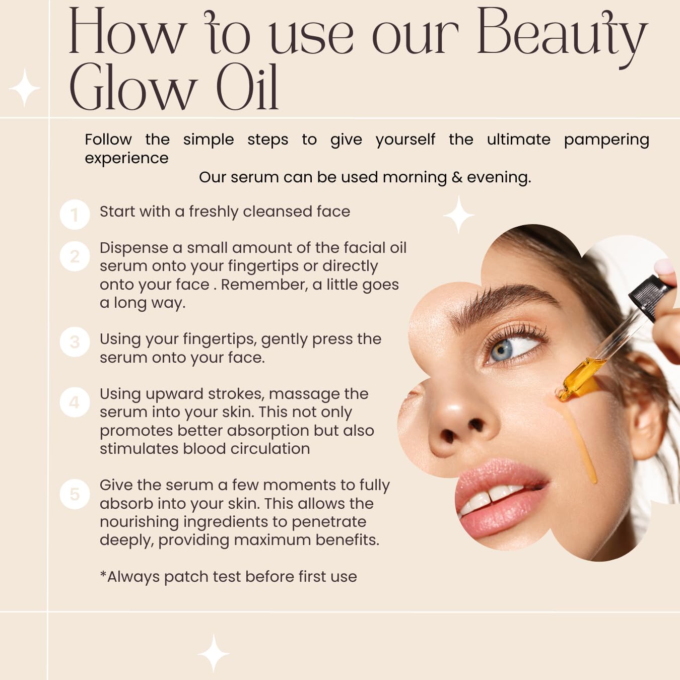 Natural glowing skin beauty oil blend showcasing the premium dropper packaging