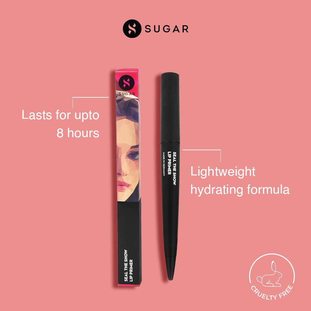Applying Sugar Cosmetics lip primer on lips
