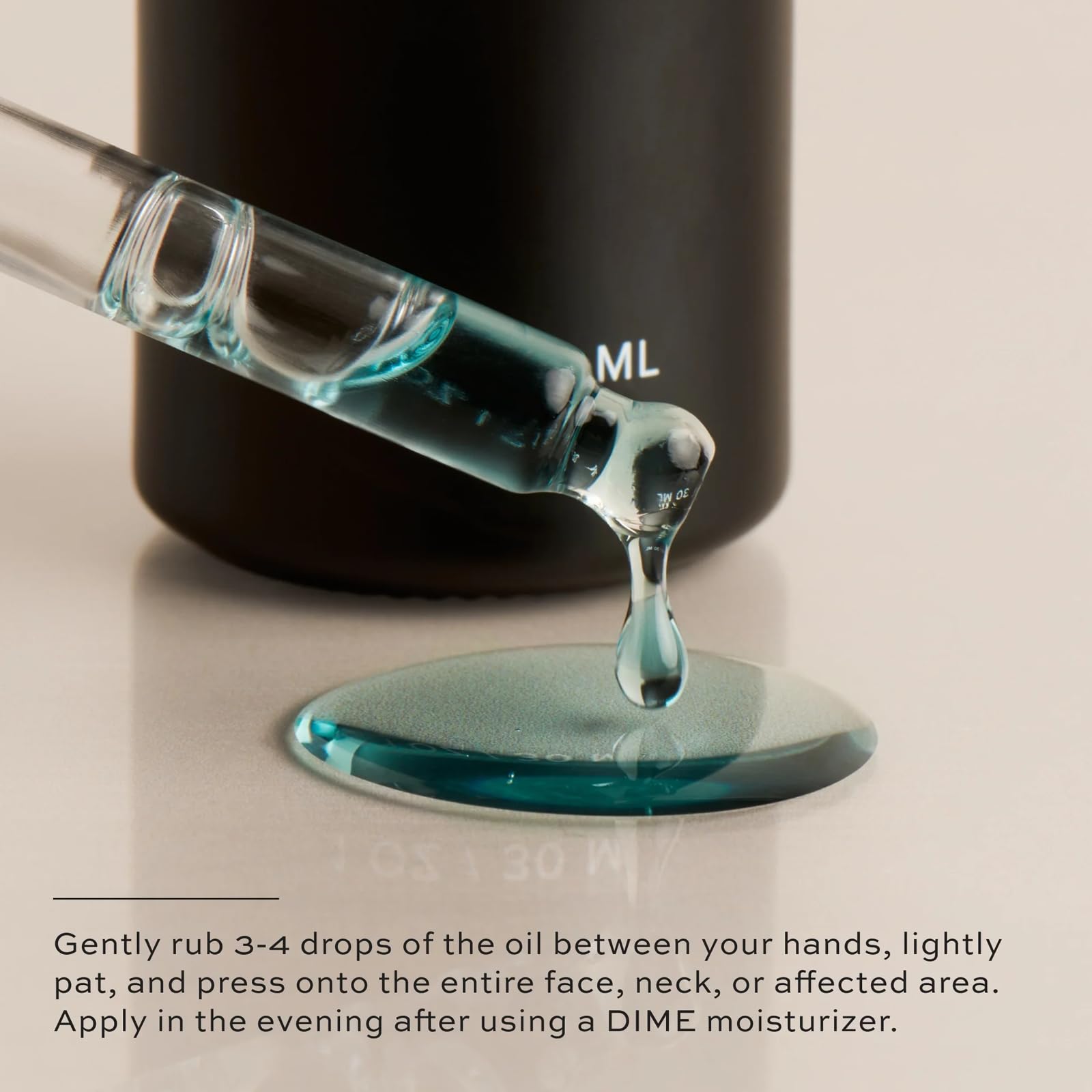DIME Beauty Blue Facial Oil being applied to skin for blemish spot treatment